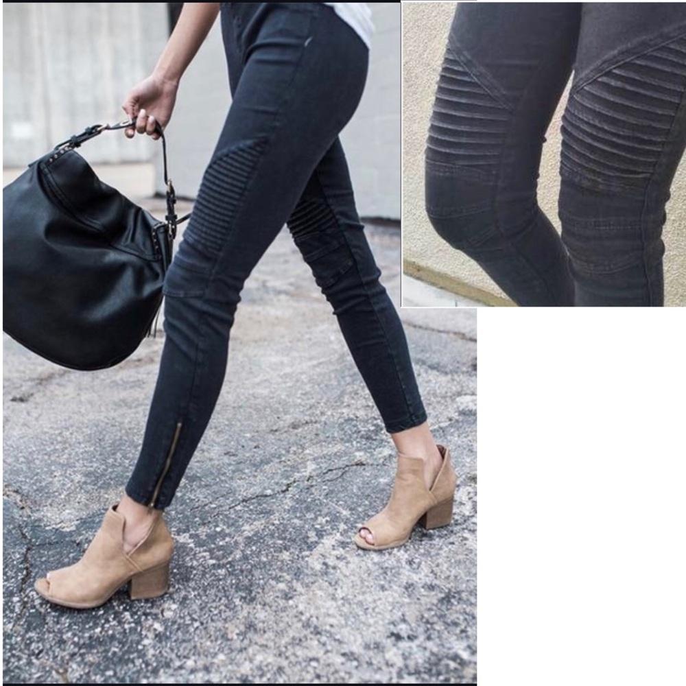 New! Women’s Black Moto Biker Pant Leggings